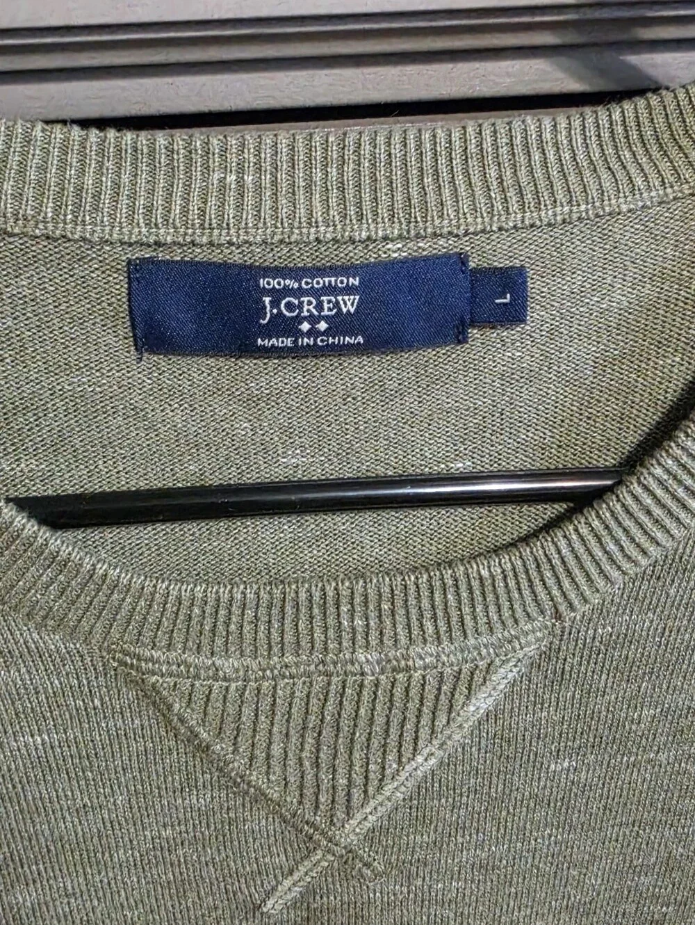 J. Crew Men's Heather Olive Green Crewneck Sweater